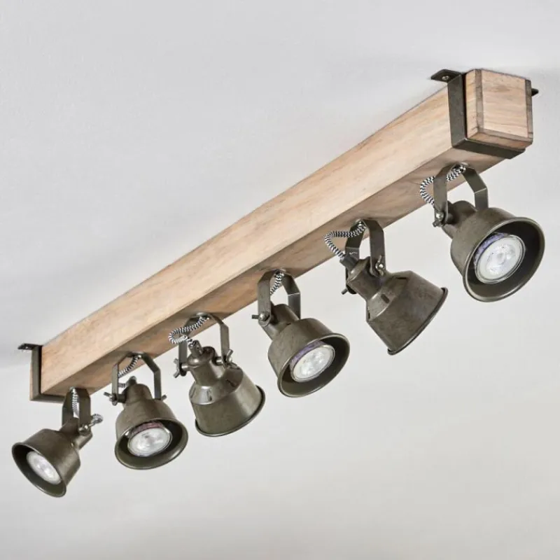 Lampes Industrielles-hofstein Plafonnier Pehefito Écru, Noir, 6 lumières