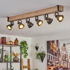 Lampes Industrielles-hofstein Plafonnier Pehefito Écru, Noir, 6 lumières