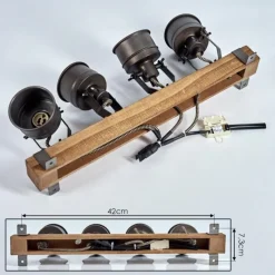 Lampes Industrielles-hofstein Plafonnier Pehefito Gris, Bois foncé, Noir, 4 lumières