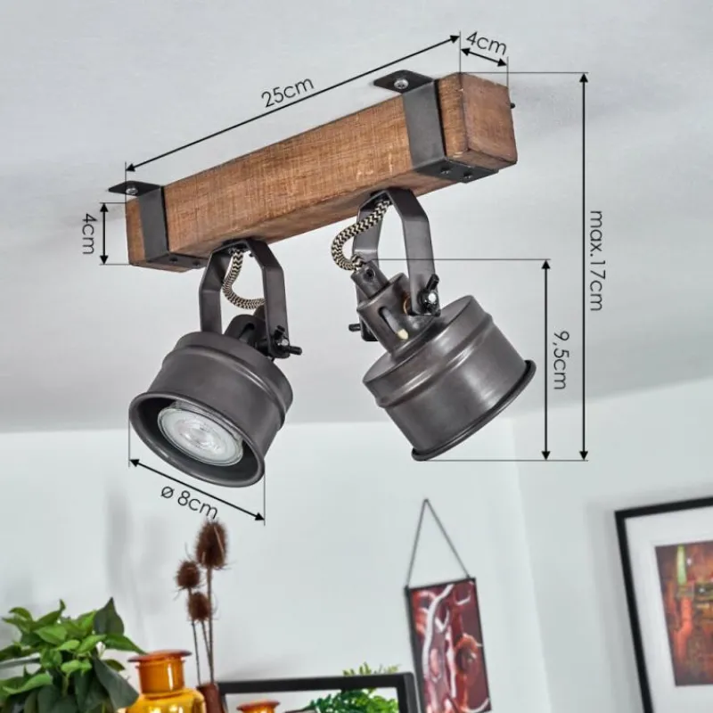 Lampes Industrielles-hofstein Plafonnier Pehefito Noir, 2 lumières