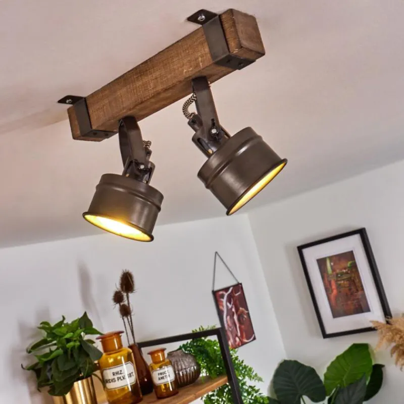 Lampes Industrielles-hofstein Plafonnier Pehefito Noir, 2 lumières