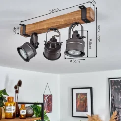 Lampes Industrielles-hofstein Plafonnier Pehefito Noir, 3 lumières