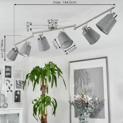 Lampes En Tissu-hofstein Plafonnier Peralonso Nickel mat, 6 lumières