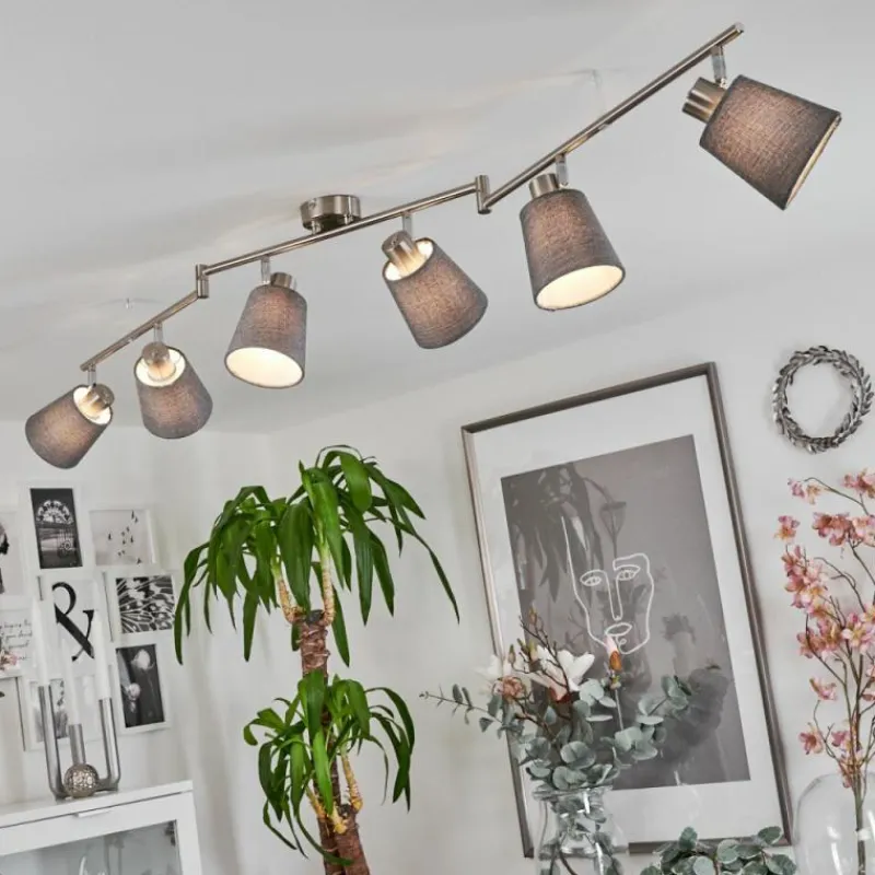 Lampes En Tissu-hofstein Plafonnier Peralonso Nickel mat, 6 lumières