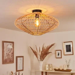 Style Boho-Chic-hofstein Plafonnier Peretola Noir, 1 lumière