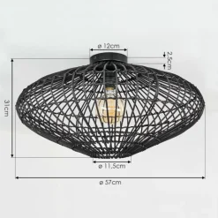 Style Boho-Chic-hofstein Plafonnier Peretola Noir, 1 lumière