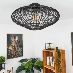 Style Boho-Chic-hofstein Plafonnier Peretola Noir, 1 lumière