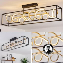 Lampes Dorées-hofstein Plafonnier Pericos LED Or, Noir, 4 lumières