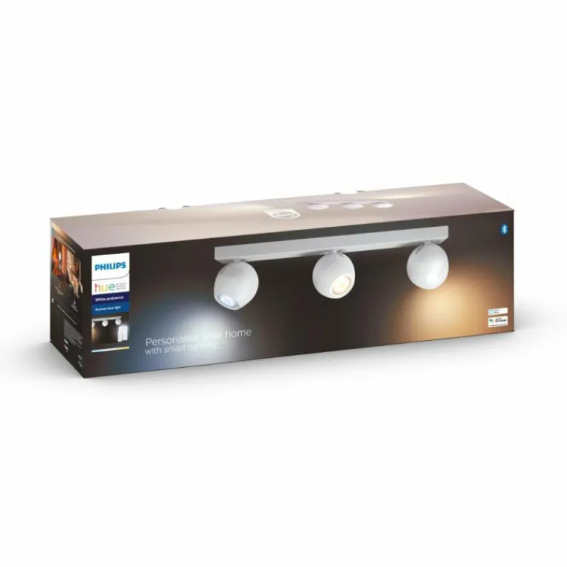 Luminaires Philips Plafonnier Philips Hue Buckram LED Blanc, 3 lumières, Télécommandes