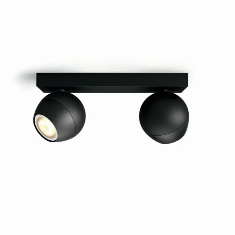 Luminaires Philips Plafonnier Philips Hue Buckram LED Noir, 2 lumières, Télécommandes