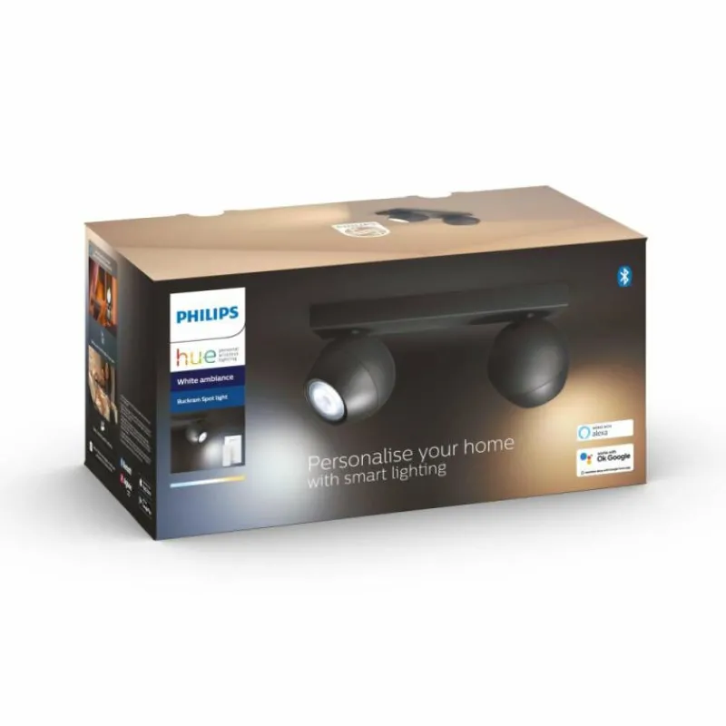 Luminaires Philips Plafonnier Philips Hue Buckram LED Noir, 2 lumières, Télécommandes