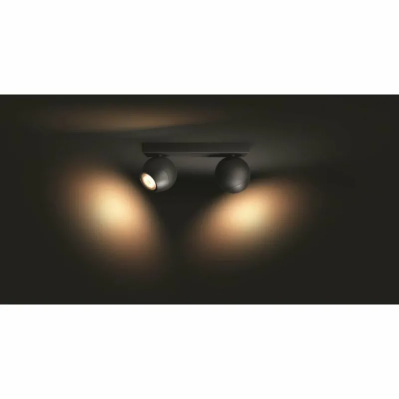 Luminaires Philips Plafonnier Philips Hue Buckram LED Noir, 2 lumières, Télécommandes