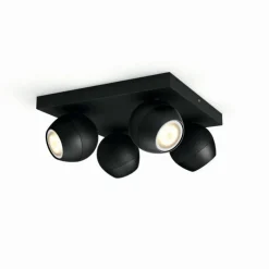 Luminaires Philips Plafonnier Philips Hue Buckram LED Noir, 4 lumières, Télécommandes