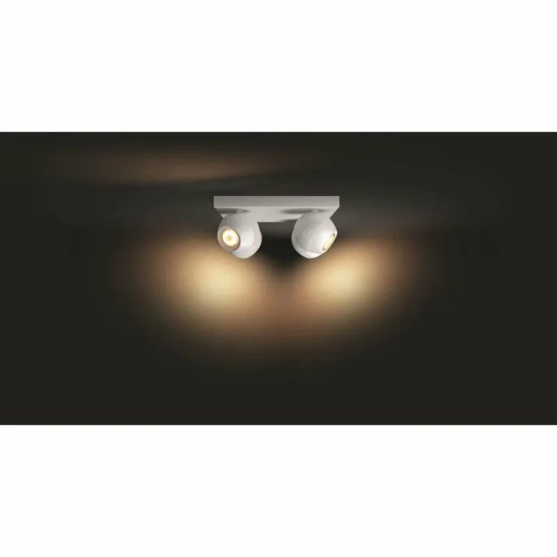 Luminaires Philips Plafonnier Philips Hue Buckram LED Blanc, 4 lumières, Télécommandes