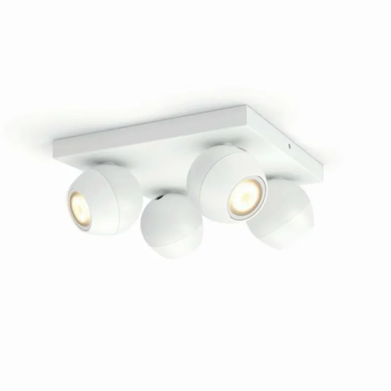 Luminaires Philips Plafonnier Philips Hue Buckram LED Blanc, 4 lumières, Télécommandes