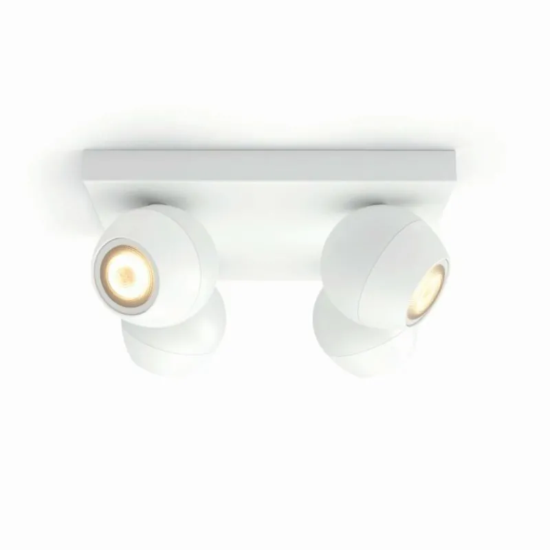 Luminaires Philips Plafonnier Philips Hue Buckram LED Blanc, 4 lumières, Télécommandes