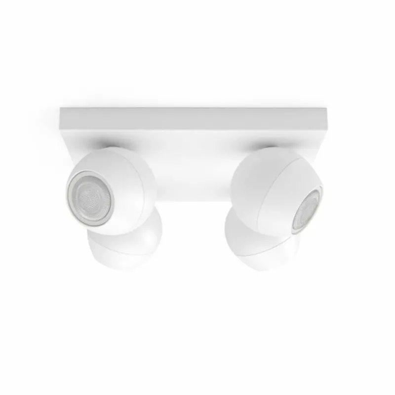 Luminaires Philips Plafonnier Philips Hue Buckram LED Blanc, 4 lumières, Télécommandes