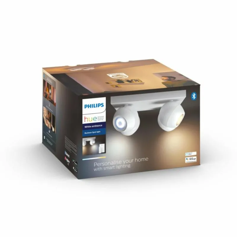 Luminaires Philips Plafonnier Philips Hue Buckram LED Blanc, 4 lumières, Télécommandes