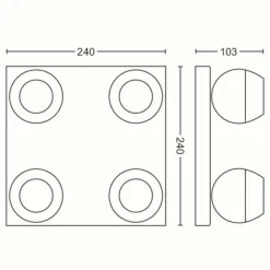 Luminaires Philips Plafonnier Philips Hue Buckram LED Blanc, 4 lumières, Télécommandes