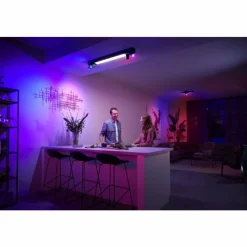 Luminaires Philips Plafonnier Philips HUE Centris LED Noir, 4 lumières, Changeur de couleurs