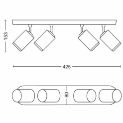 Luminaires Philips Plafonnier Philips Hue Fugato LED Blanc, 4 lumières, Changeur de couleurs