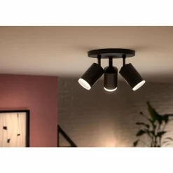 Luminaires Philips Plafonnier Philips Hue Fugato LED Noir, 3 lumières, Changeur de couleurs