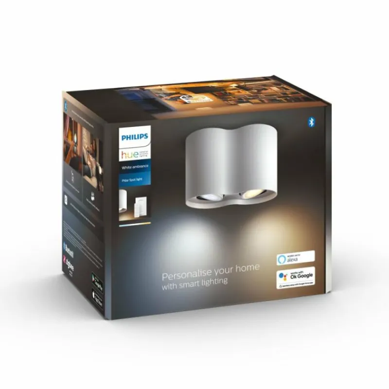 Luminaires Philips Plafonnier Philips Hue Pillar LED Blanc, 2 lumières, Télécommandes