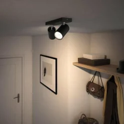 Luminaires Philips Plafonnier Philips Kosipo Noir, 2 lumières* Spots Et Projecteurs