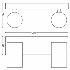 Luminaires Philips Plafonnier Philips myLiving Kosipo Blanc, 2 lumières* Spots Et Projecteurs