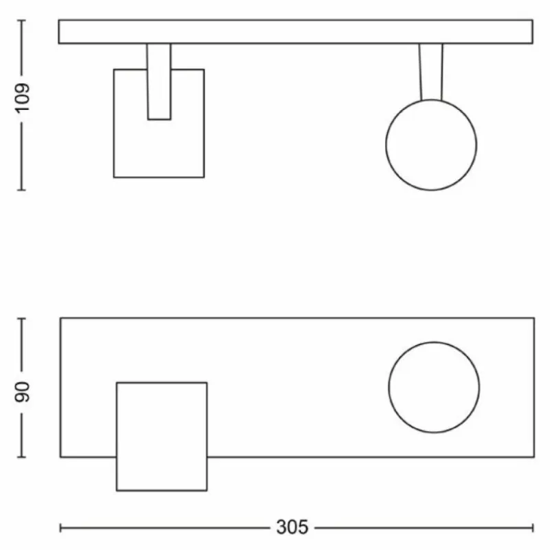 Luminaires Philips Plafonnier Philips myLiving Runner Noir, 2 lumières* Spots Et Projecteurs