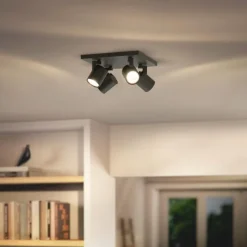 Luminaires Philips Plafonnier Philips myLiving Runner Noir, 4 lumières* Spots Et Projecteurs