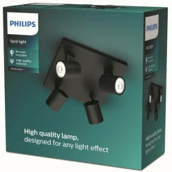 Luminaires Philips Plafonnier Philips myLiving Runner Noir, 4 lumières* Spots Et Projecteurs