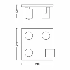 Luminaires Philips Plafonnier Philips myLiving Runner Noir, 4 lumières* Spots Et Projecteurs
