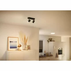 Luminaires Philips Plafonnier Philips WiZ IMAGEO LED Noir, 2 lumières, Changeur de couleurs