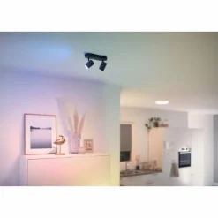 Luminaires Philips Plafonnier Philips WiZ IMAGEO LED Noir, 2 lumières, Changeur de couleurs