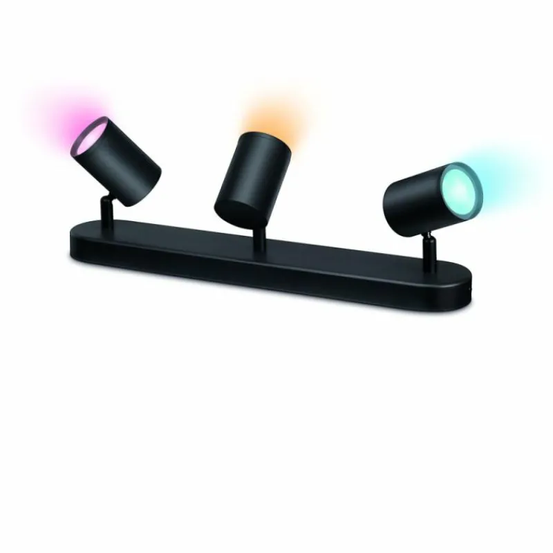 Luminaires Philips Plafonnier Philips WiZ IMAGEO LED Noir, 3 lumières, Changeur de couleurs