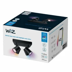 Luminaires Philips Plafonnier Philips WiZ IMAGEO LED Noir, 4 lumières, Changeur de couleurs