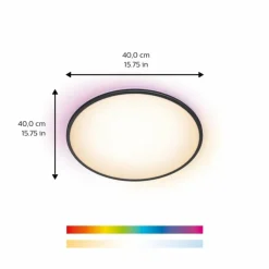 Luminaires Philips Plafonnier Philips WiZ Rune LED Noir, Blanc, 1 lumière, Changeur de couleurs