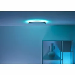 Luminaires Philips Plafonnier Philips WiZ Rune LED Noir, Blanc, 1 lumière, Changeur de couleurs