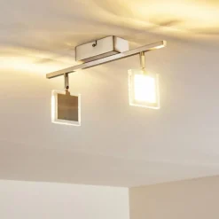 hofstein Plafonnier Piney LED Nickel mat, 2 lumières* Spots Et Projecteurs