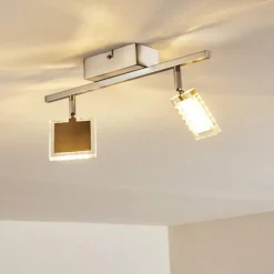 hofstein Plafonnier Piney LED Nickel mat, 2 lumières* Spots Et Projecteurs