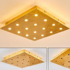 Lampes Dorées-hofstein Plafonnier Pionnat LED Or, 16 lumières