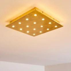 Lampes Dorées-hofstein Plafonnier Pionnat LED Or, 16 lumières