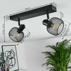 hofstein Plafonnier Pipisu Noir, 2 lumières