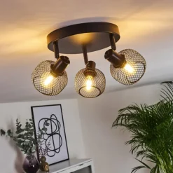 Lampes Vintages & Rétros-hofstein Plafonnier Pipisu Noir, 3 lumières