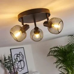 Lampes Vintages & Rétros-hofstein Plafonnier Pipisu Noir, 3 lumières