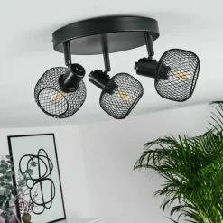 Lampes Vintages & Rétros-hofstein Plafonnier Pipisu Noir, 3 lumières