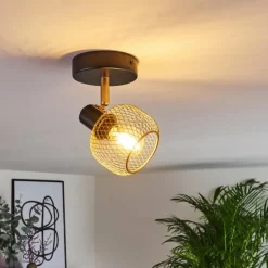 Lampes Dorées-hofstein Plafonnier Pipisu Or, Laiton, Noir, 1 lumière