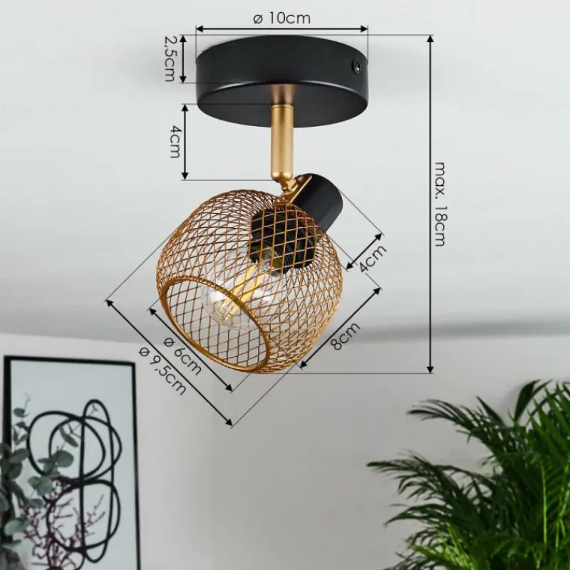 Lampes Dorées-hofstein Plafonnier Pipisu Or, Laiton, Noir, 1 lumière