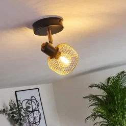 Lampes Dorées-hofstein Plafonnier Pipisu Or, Laiton, Noir, 1 lumière